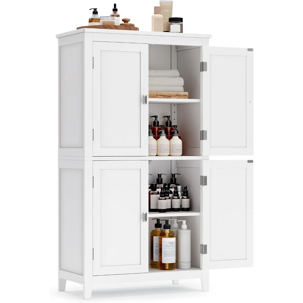 

Bathroom Floor Storage Cabinet, Bathroom Storage Unit, Freestanding Cabinet with 4 Doors