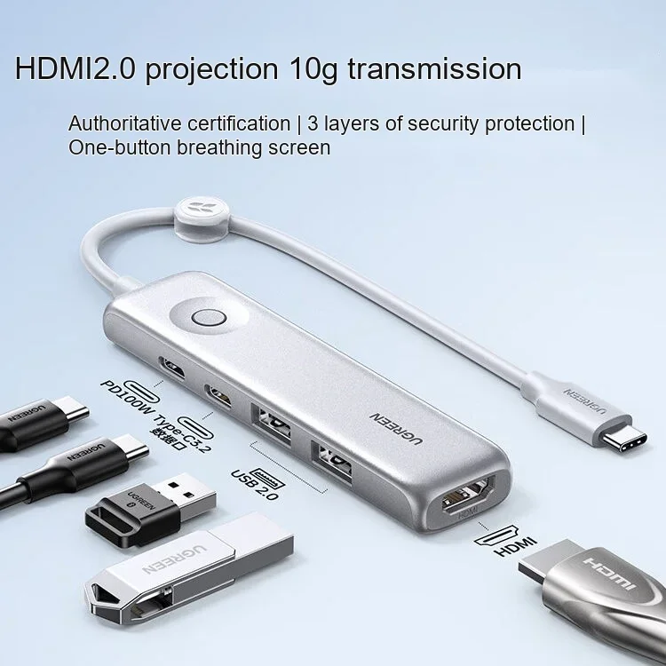 UGREEN 95189 USB-C Hub 4K 60Hz HDMI 10Gbps Multiport Type-C Docking Station Adapter for Laptop Tablet