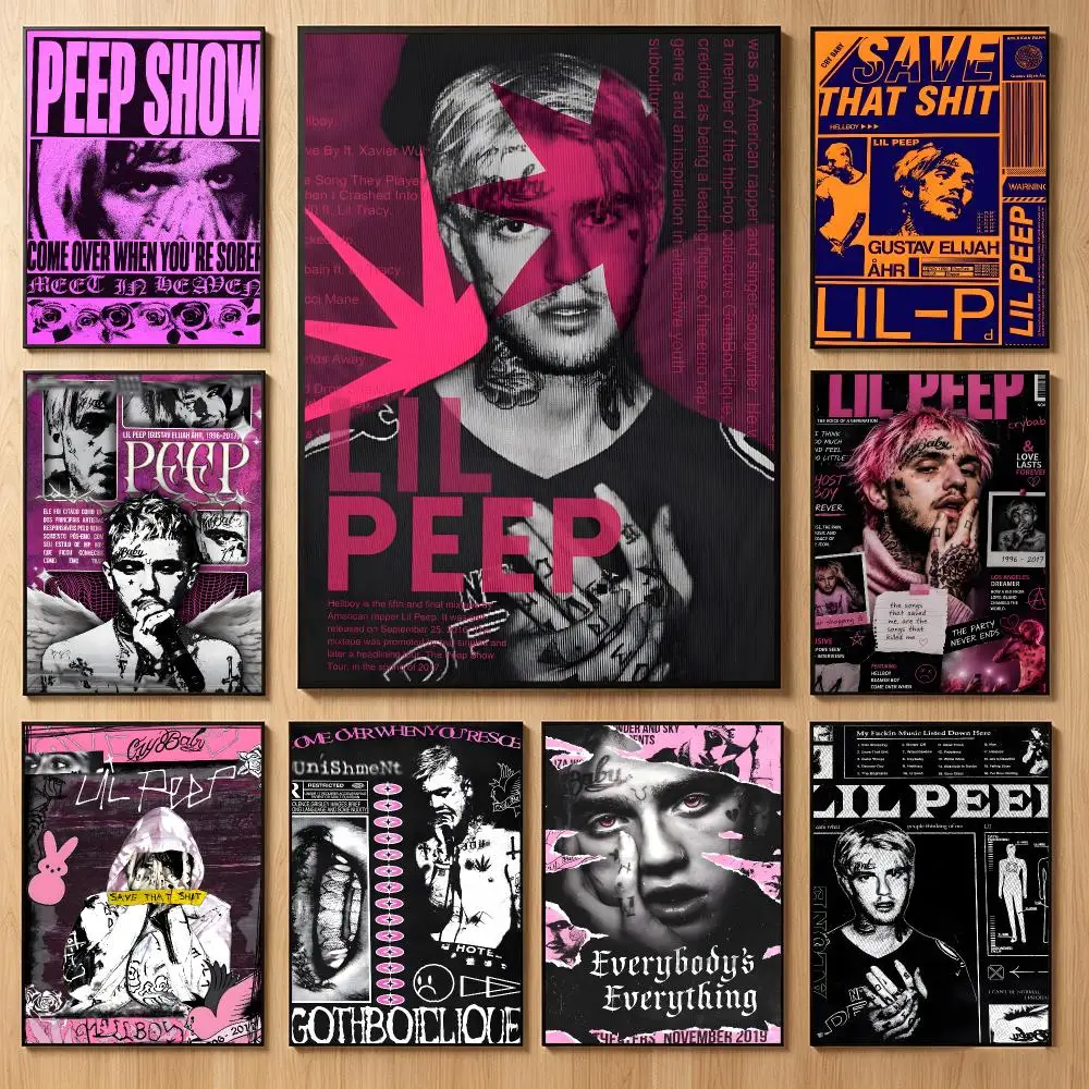 Melancholic Rapper L-Lil Peep Poster Classic Self-Adhesive PP Wall Sticker for Living Room Bar Decor Gift
