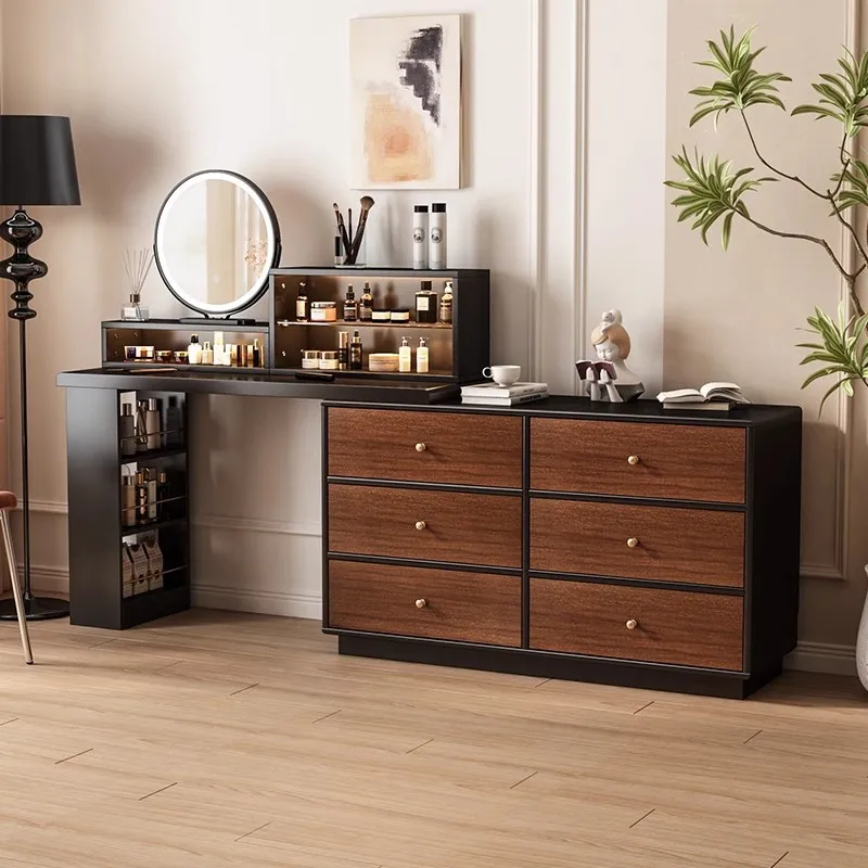 

Туалетные столики для макияжа из цельного дерева Интегрированные туалетные столики для макияжа для спальни Настенная мебель для хранения Домашняя мебельVan maa De Maquillage ZY40SZT