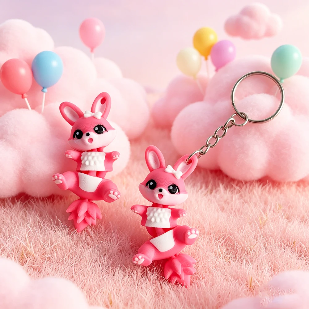 3D Printing Glass - Porte-clés lapin mignon imprimé en 3D,