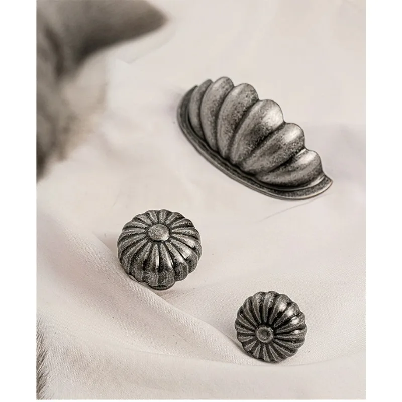 

Dooroom Brass Furniture Handles Modern Pumpkin Vintage style antique silver Wardrobe Dresser Cupboard Cabinet Shoe Box Knobs
