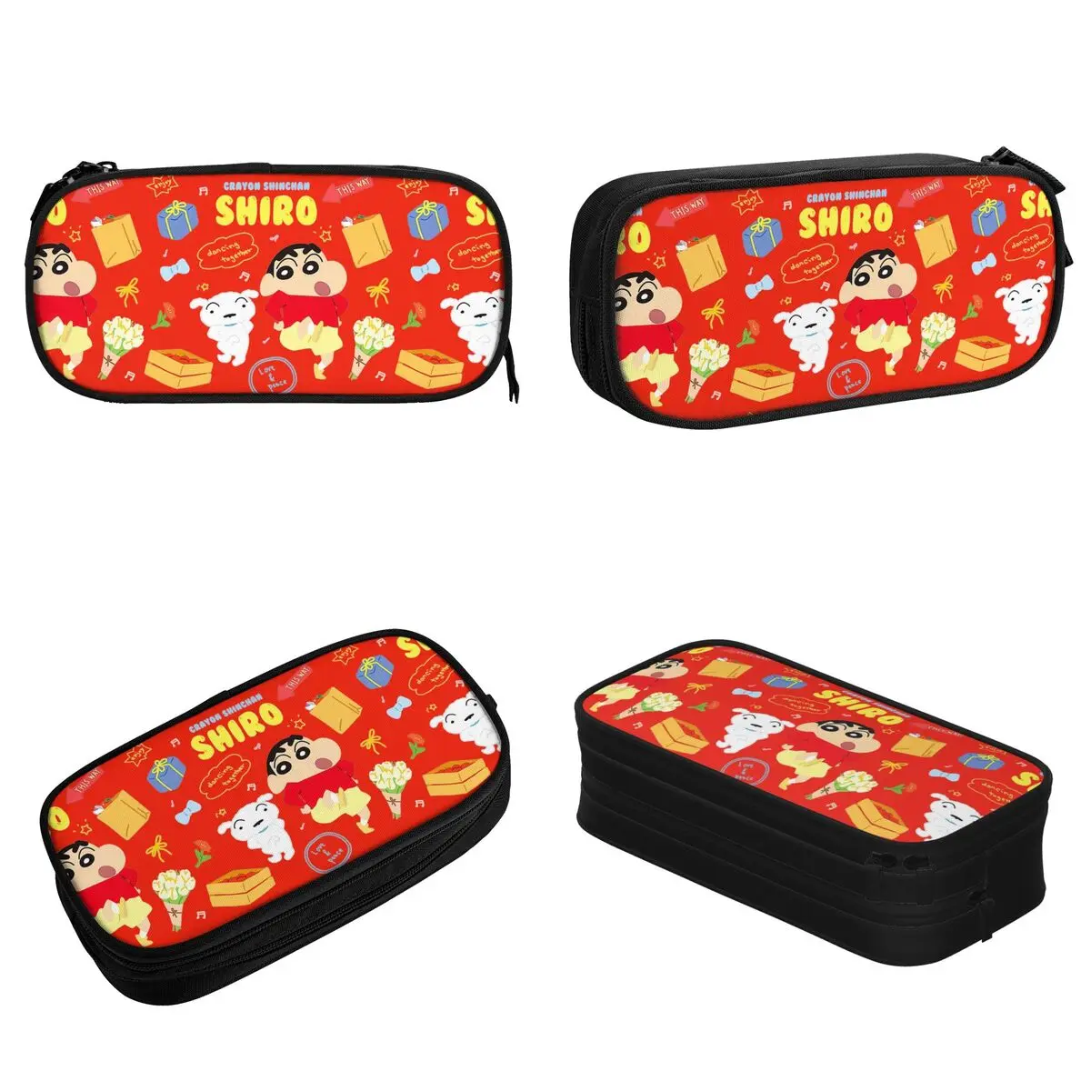 Crayon Shin-chan Pencil Case Cute Anime Manga Pencilcases Pen Holder Big Capacity Pencil Bags Students School Zipper Stationery