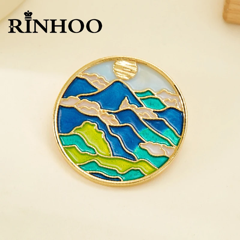 Rinhoo Retro Mountain Daisy Flower Plant Leaf Enamel Brooches Pin For Fashion Women Buckle Pins Badge Jewelry Gift