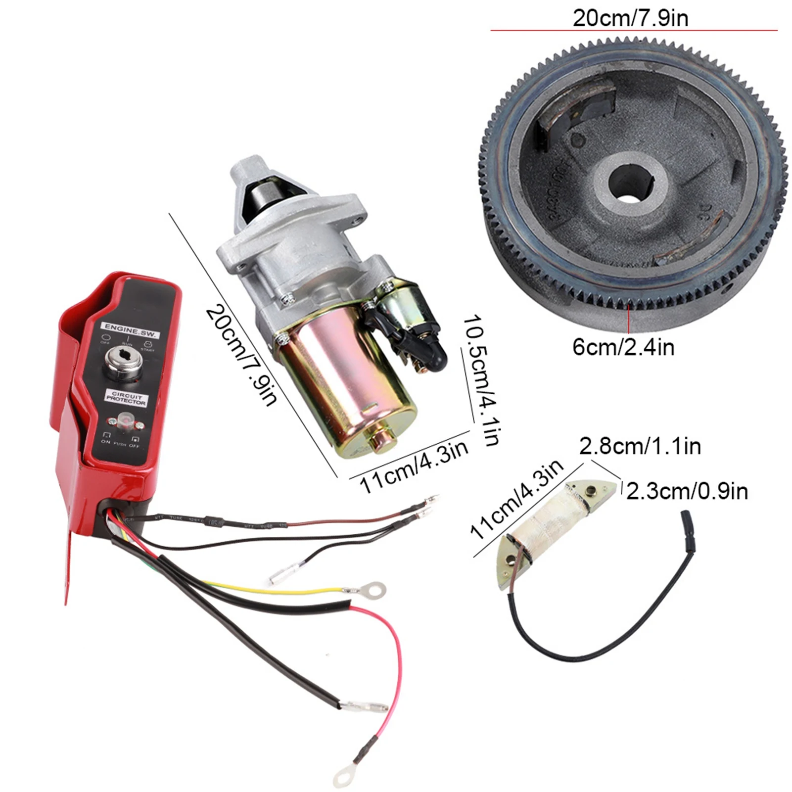 Electric Start Kit Starter Motor Flywheel Control Switch Box for GX390