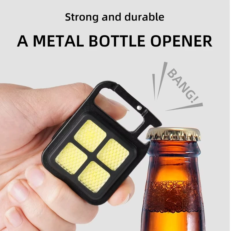 Mini COB LED Keychain Flashlight USB Rechargeable Magnetic Work Light Portable Emergency Lamp for Camping Hiking Outdoor Use