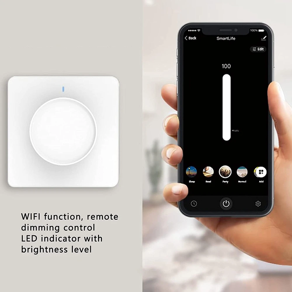 Tuya Smart Home ZigBee Smart Rotary Light Dimmer Switch Brightness Memory Lamp Wall Switch Voice Control Works with Alexa Google