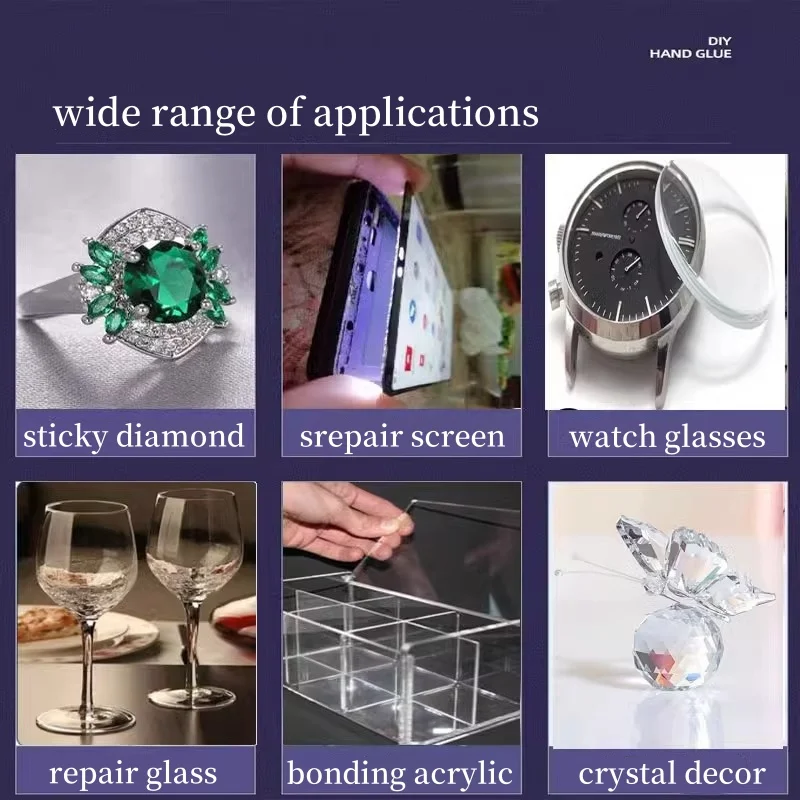 Jewelry Crystal UV Free Shadowless Adhesive 15/50ML Traceless Transparent DIY Glue For Glass Acrylic Repair Phone Screen Warping