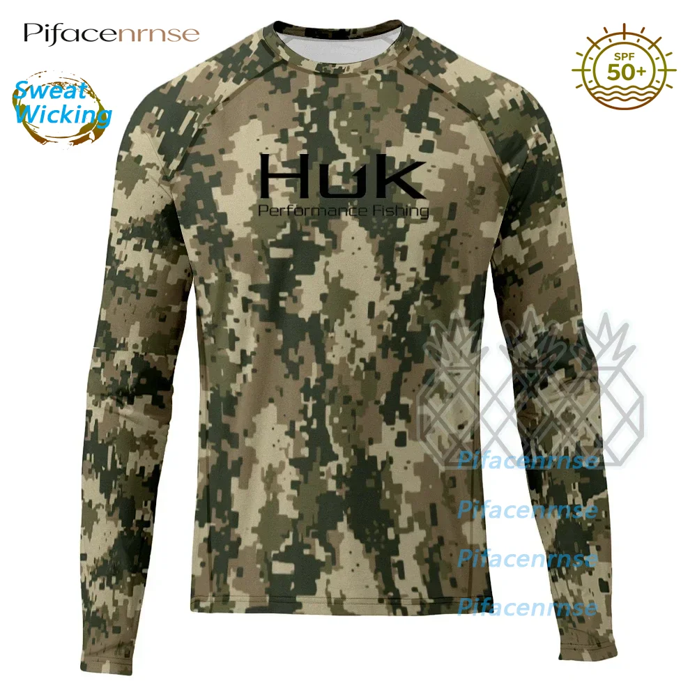 

HUK Fishing Shirts Summer Men's Long Sleeve Fishing T-shirts Camisa De Pesca Uv Protection Fishing Shirt Performance Tops Wear