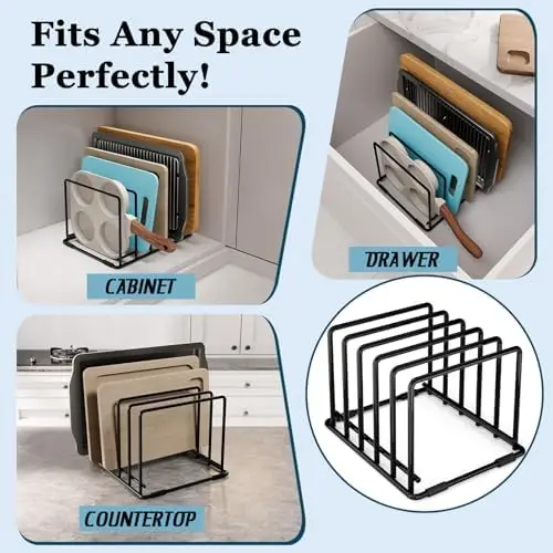 2-Pack Cutting Board Organizer, 5-Slot Steel Kitchen Rack