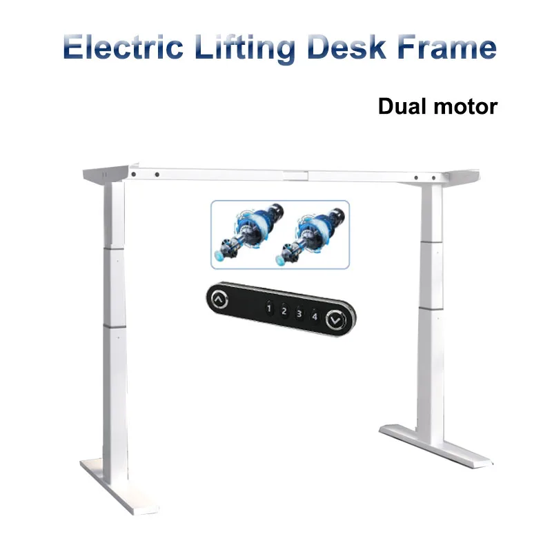 Electric Stand Up Desk Lifting Desk Frame Three-Stage Steel Automatic Lift Stand Up Desk Dual Motor three-section Simple Lifting