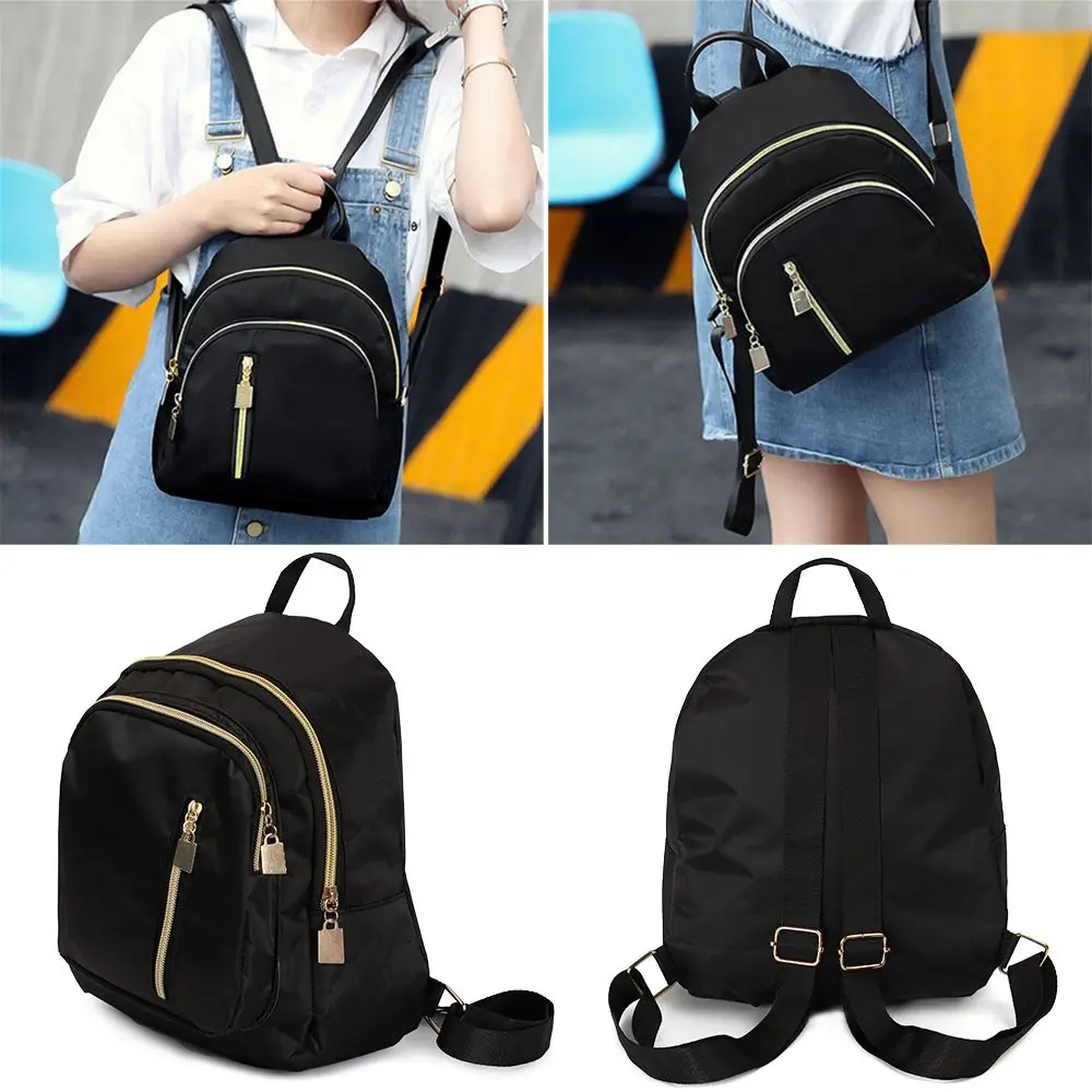 Borsa a tracolla da donna multifunzionale fashion Girl Oxford Daypack da viaggio carina Mini zaino borsa da ragazza nera