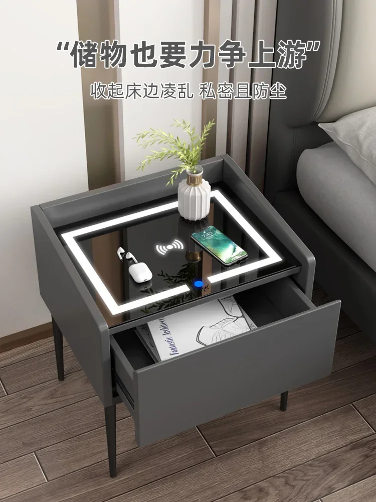 Simple Storage Cabinet Wireless Charging Panel Night Light Locker Side Cabinet Small Cabinet