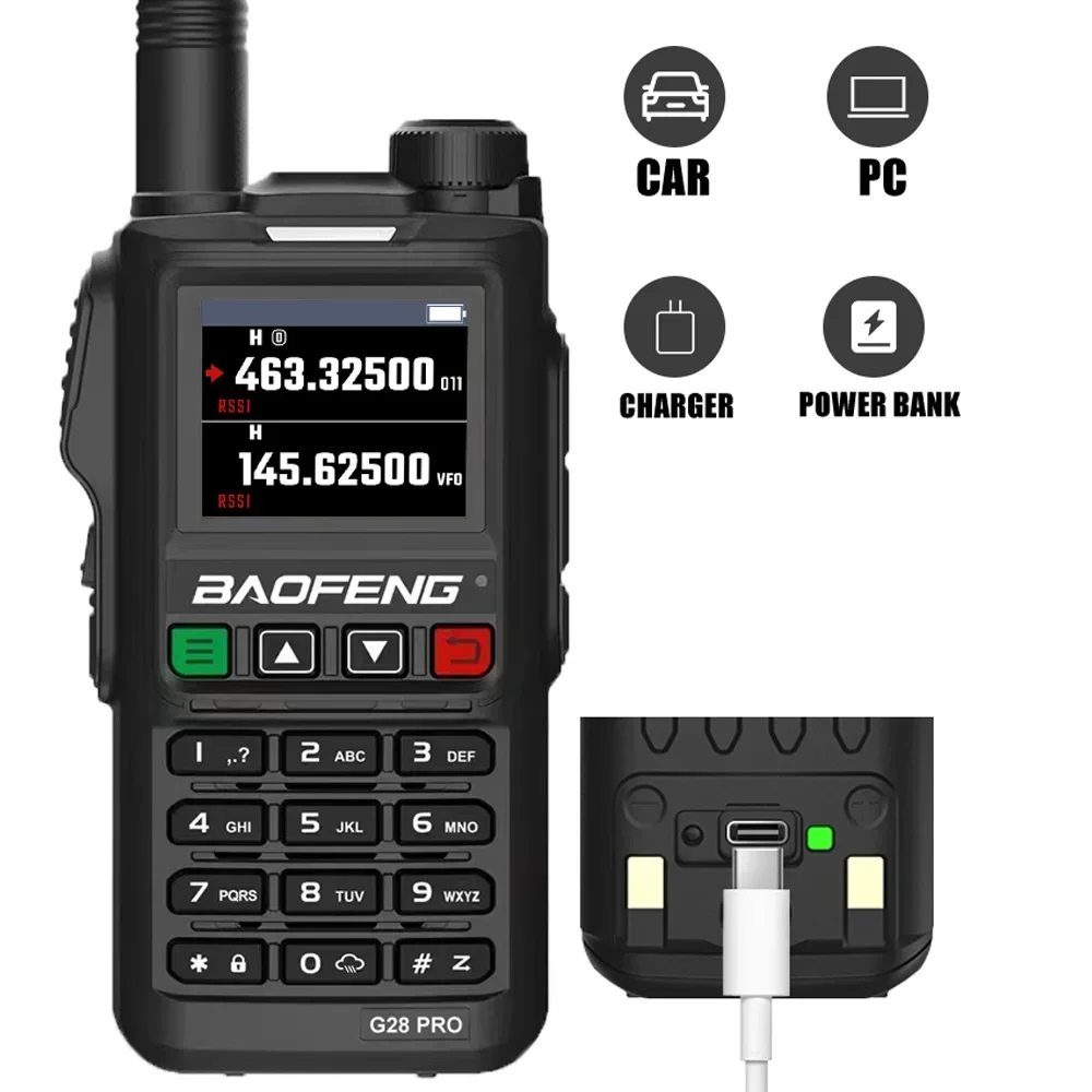 2025 Baofeng UV-G28 Pro 10 واط لاسلكي 4 نطاقات UHF VHF Type-C شاحن 999 CH اتجاهين أجهزة الراديو قوية UV18H UV18 جهاز الإرسال والاستقبال