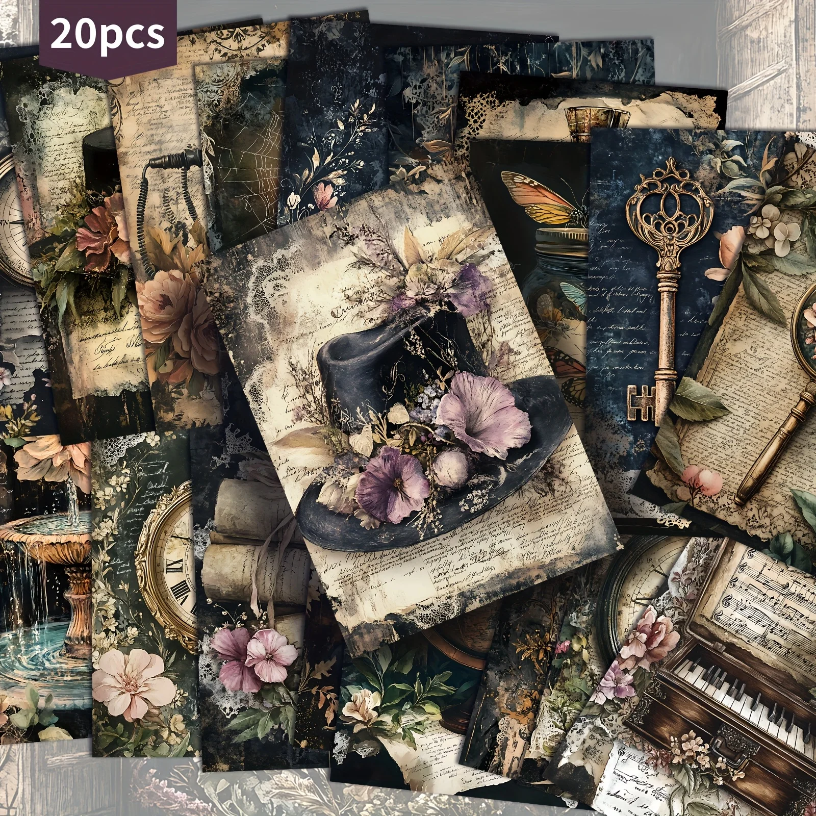 20PCS Quirky Retro Paper Postcards, Whimsical Diary Collage Stickers, Collectible Decorative Painting Cards, Used for Scrapbooks