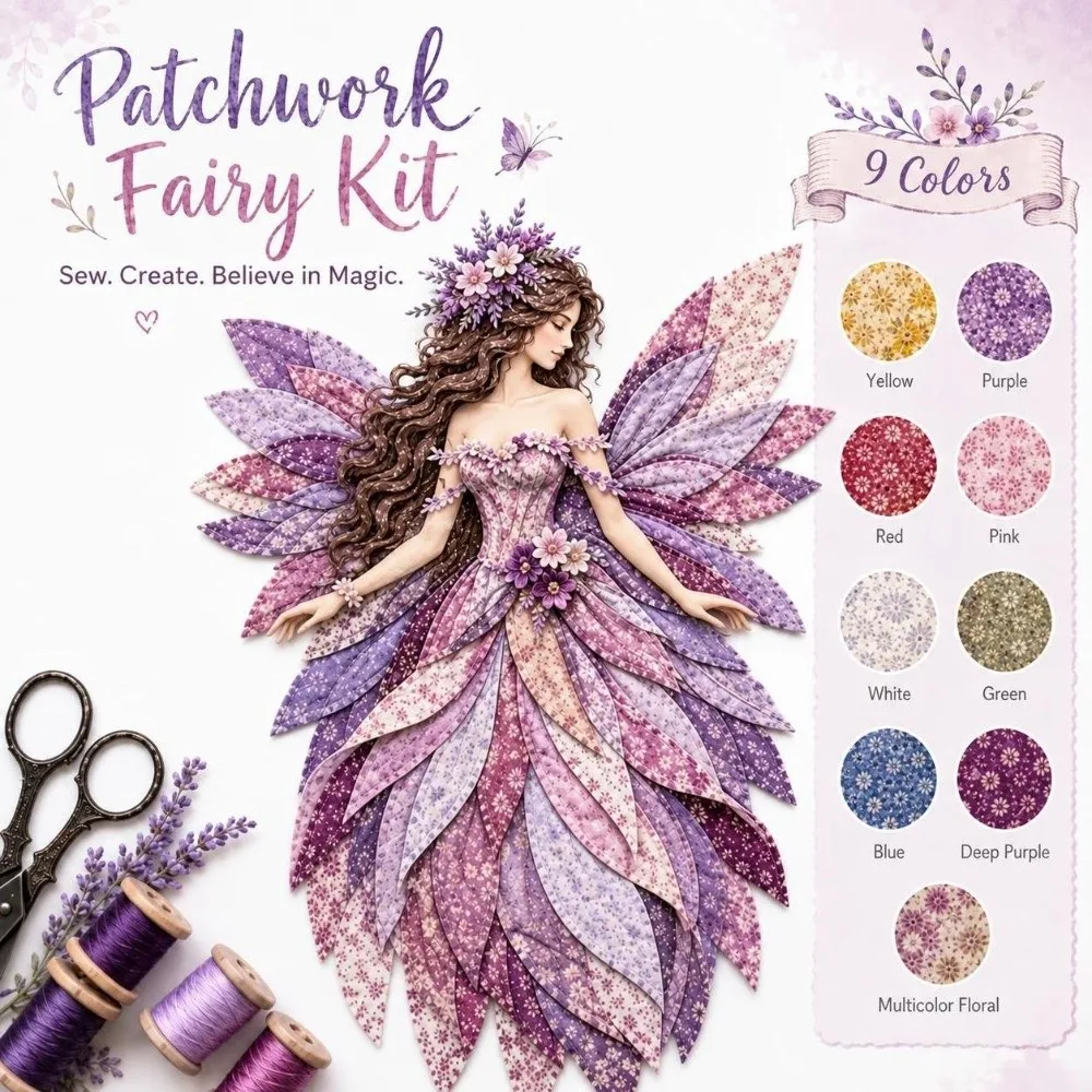 Handmade Patchwork Fairy Kit Step By Step Guide Stuffing Included Fairy Sewing Kit Pre Cut Fabric Buttons Included