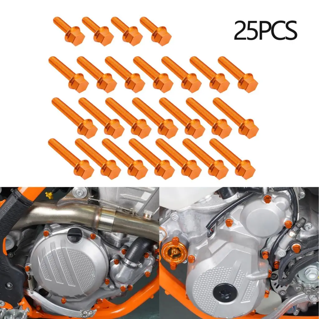 

25PCS Motorcycle M5 M6 Engine Bolts Kit Ignition Clutch Oil Filter Cover For KTM 690 ENDURO R 690 SMC R 2009-2022 2010 2011 2012