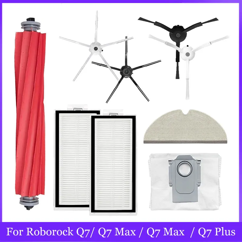 Main Side Brush For Xiaomi Roborock Q7/ Q7 Max / Q7 Max / Q7 Plus/ Q7 Max Plus/ T8 Hepa Filter Mop Robot Vacuum Accessories