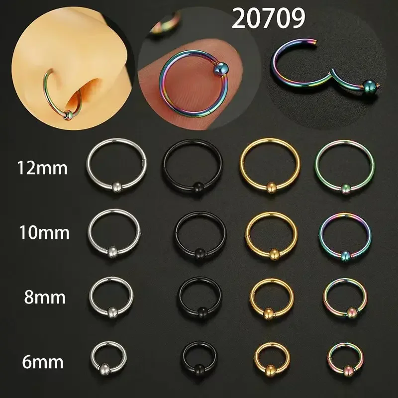 

16g 6/8/10/12mm Surgical Stainless Steel Ball Hinged Segment Clicker Hoop Septum Ring Nose Rings Earrings Body Piercing Jewelry