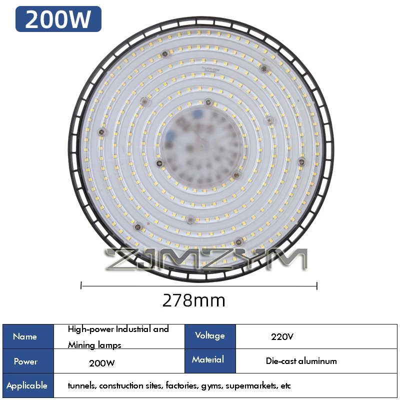 

Super Bright 100/150/200W 220V UFO LED High Bay Lights For Warehouse Garage Industrial Lighting