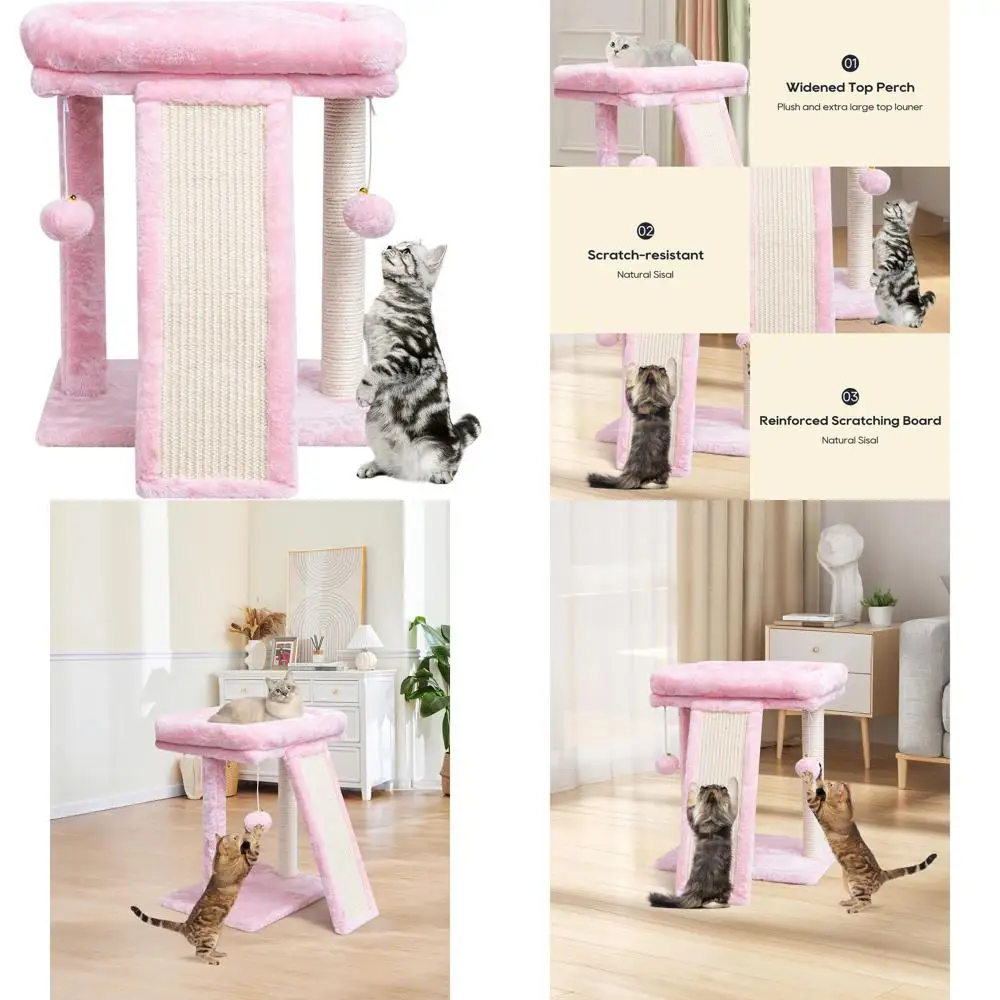 

Compact Cat Tree with Scratching Post and Toys for Kittens and Adult Cats
