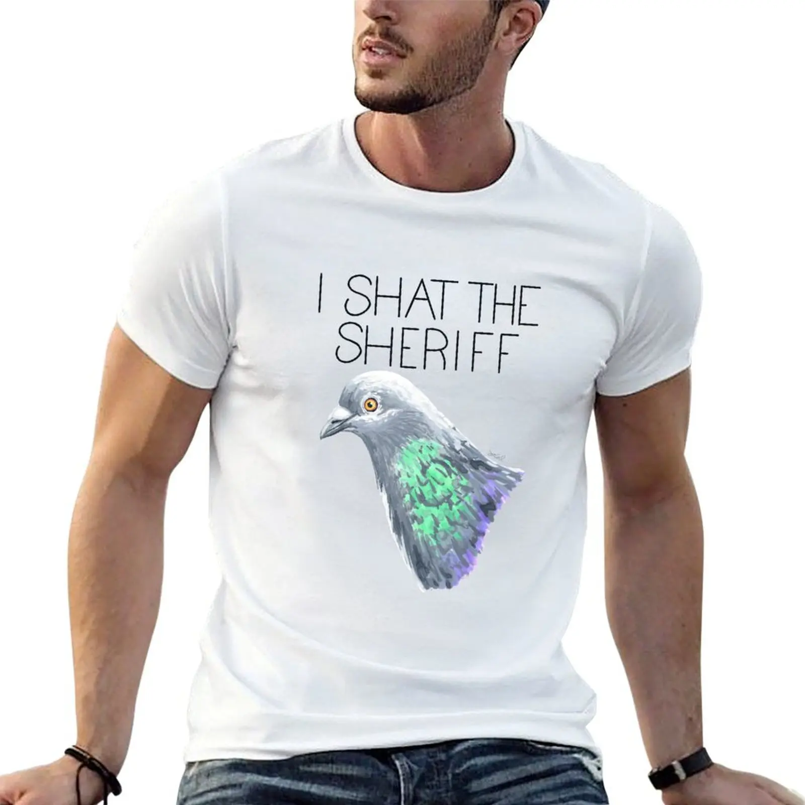 I Shat The Sheriff (Rock Pigeon) T-Shirt Urban Casual Loose Fit Tee