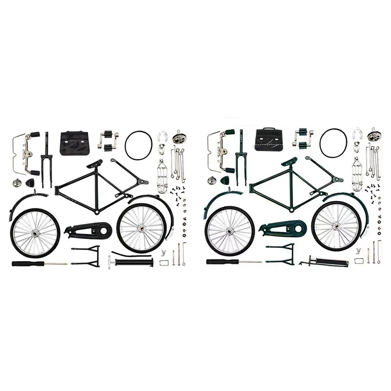 Mini modèle de vélo en alliage bricolage pour enfants, vélo en métal de simulation rétro, assemblage dos, jouets de collection, cadeaux durables, noir