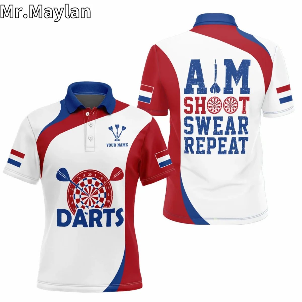 Personalized Name Netherlands Darts 3D Apparel Sports Polo Shirt Men/Women Perfect Gift for Darts Lovers Tops Summer Unisex Tee