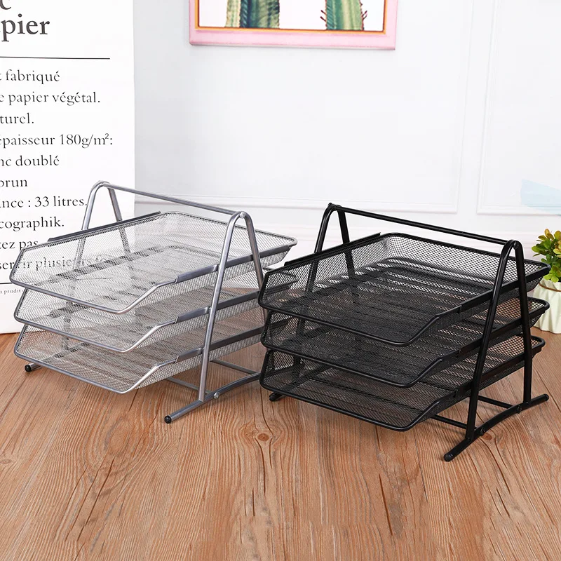 New Hot Sale Office Home Bedroom Metal Material Black Color 3/4/5 Tier Sliding Type Paper Letter Desk Organizer File Tray