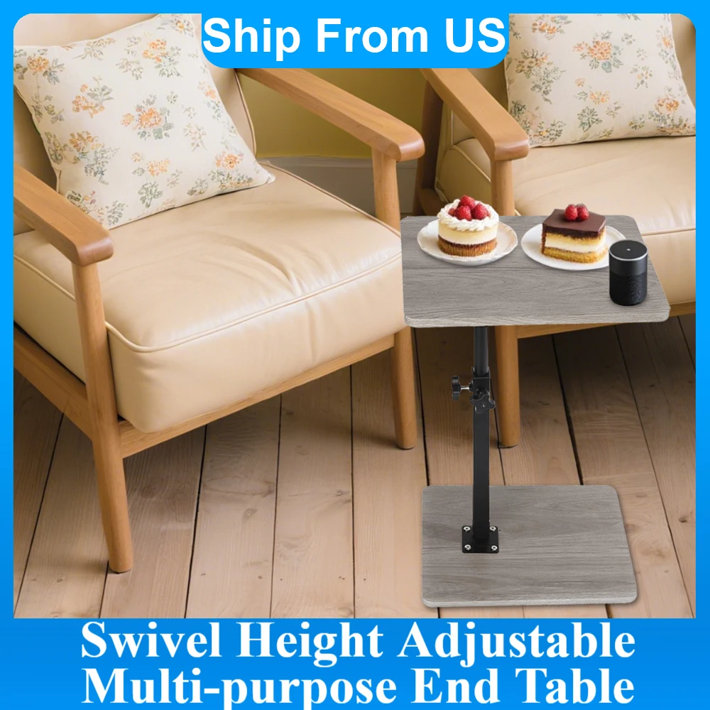 

C-образный прикроватный столик для дивана, вращающийся, регулируемый по высоте, для еды, закусок, телевизионных трансляций, компактный, для гостиной и спальни