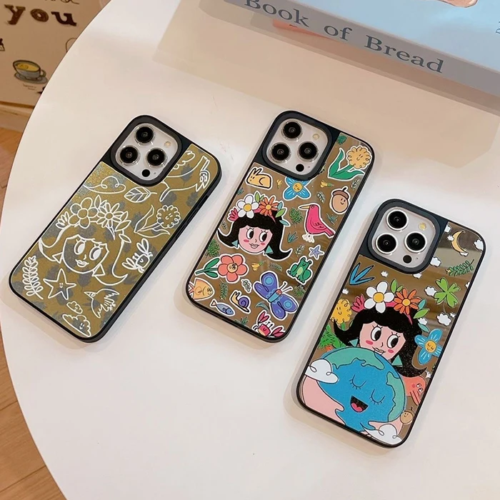 

Environmental Protection Mirror Surface MagSafe Black Border Phone Case Cover for IPhone 11 12 13 14 15 Pro Max Case