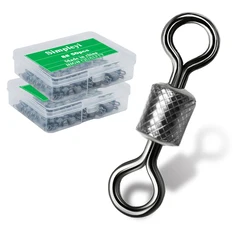50pcs/box Stainless Steel Fishing Connector Barrel Swivel Rolling Ball Sinker Tool Tackle Goods For Fly Fishing Hook Lure