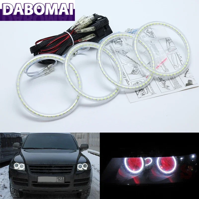 

Ultra Bright SMD White LED Angel Eyes 2600LM 12V Halo Ring Kit Daytime Running Light for Volkswagen Touarg 2003 2004 2005 2006
