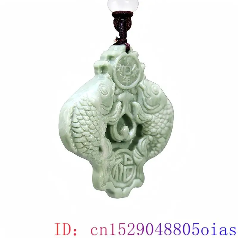 Zielony naturalny prawdziwy jadeitowy naszyjnik wisiorek Designer chiński Amulet karpiowy talizman urok luksusowej mody Vintage — zdjęcie 4