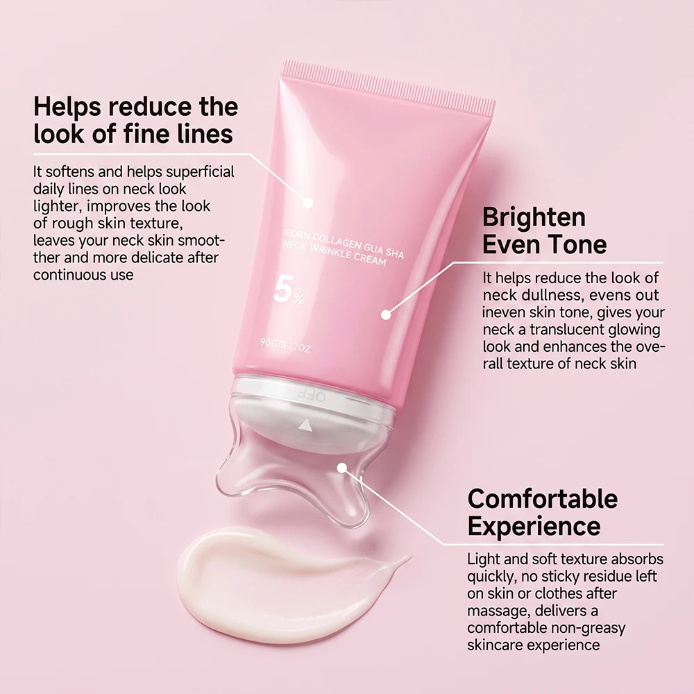 Collagen Neck Cream Moisturizing Smoothing Firming Neck Care Hydrating Non-Greasy Daily Skincare