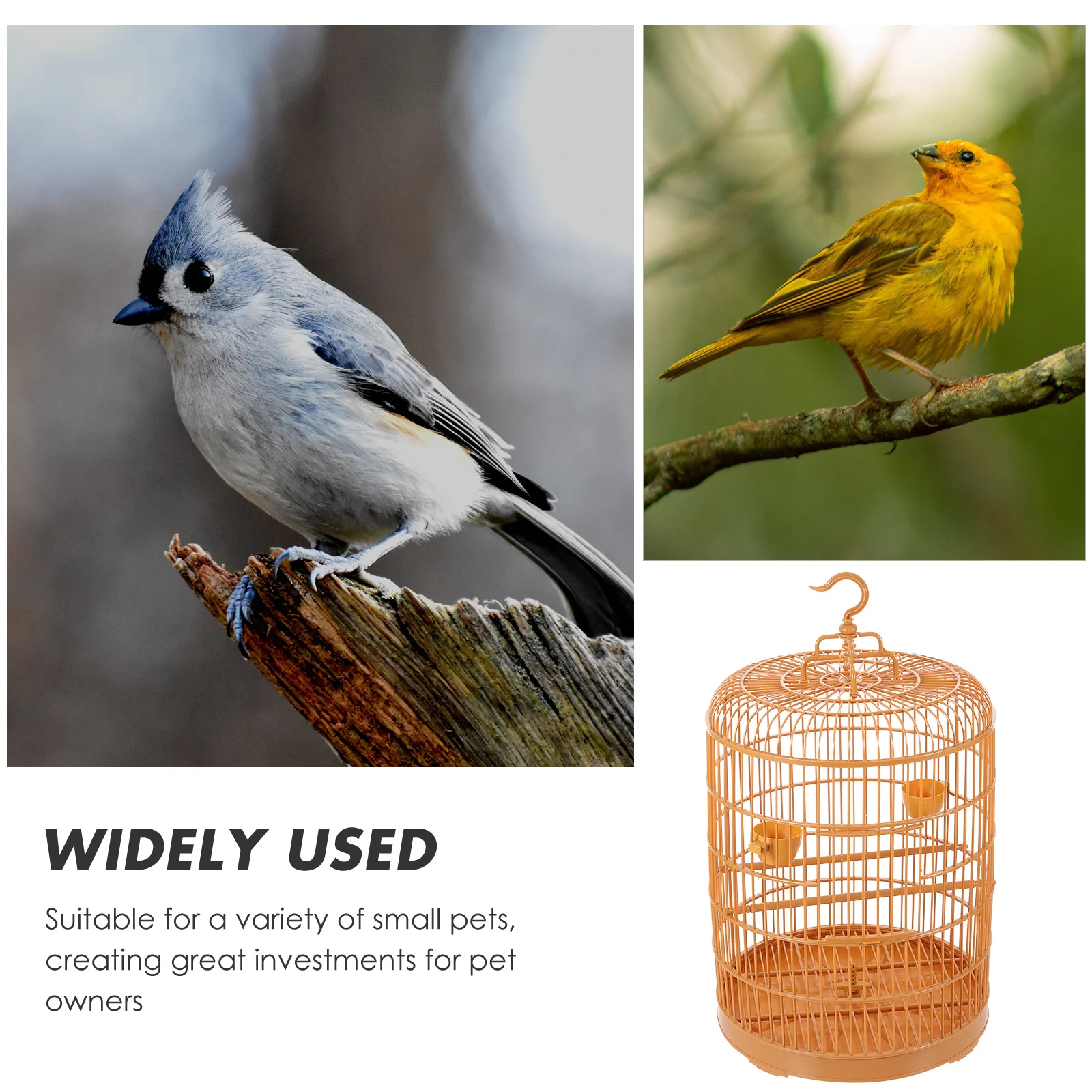 

Round Plastic Hanging Bird Cage Large Spacious Design Safe Door Comfortable Bird House for Small Pets Cage Ornament