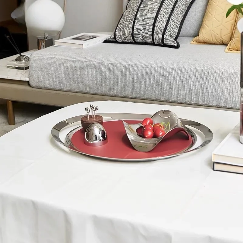 Home Scandinavian Western food plate Stainless steel tray Western food plate Wine set Dessert tray