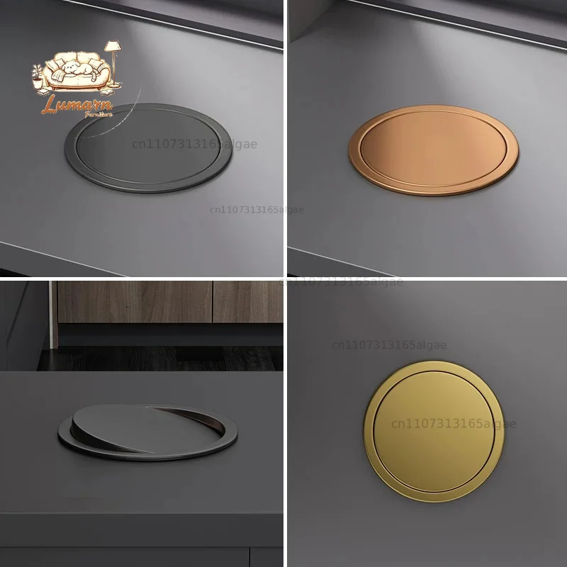 Embedded hand wash countertop lid bar counter stainless steel trash can shake lid household kitchen cabinet round flip bucket