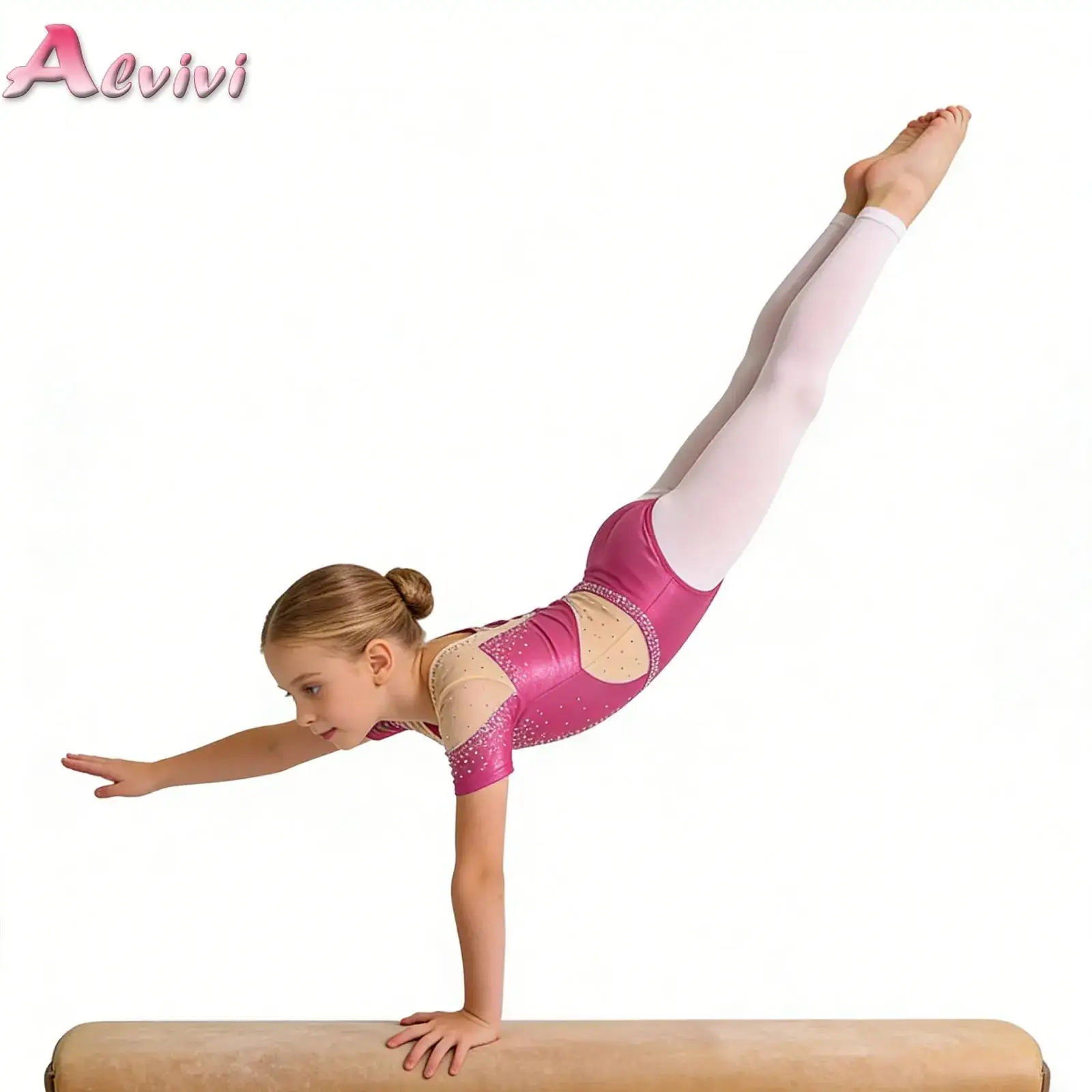 

Children Ballet Gymnastics Leotard Girls Figure Skating Tights Shiny Rhinestone Mesh Ballet Bodysuit Rhythmic Gymnastics Outfits