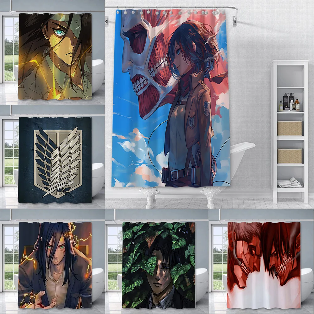 Attack on Titan Shower Curtain Waterproof Polyester Fabric Paint Colorful Bath Curtains Home Bathroom Decor Curtain With Hook