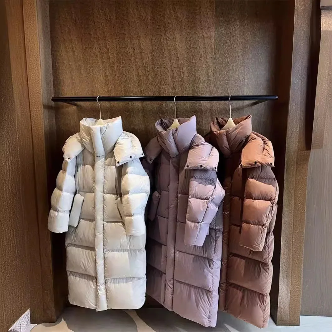 UMI MAO Long Knee Length Hooded Down Jacket Women Winter 2024 New Korean Version Loose Blanket White Goose Down Jacket