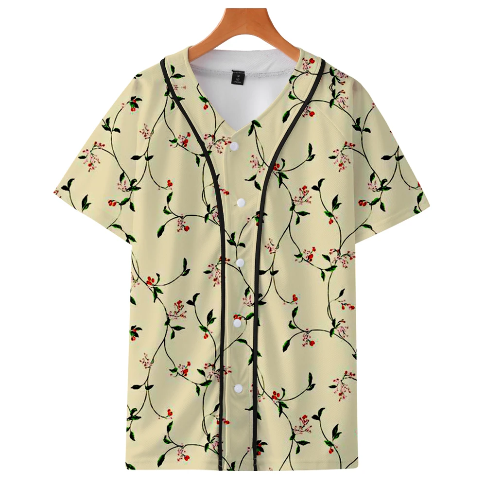 

baseball shirt Men's and women's clothing Fashion couple short sleeve shirt high street trend Baseball jacket antique floral