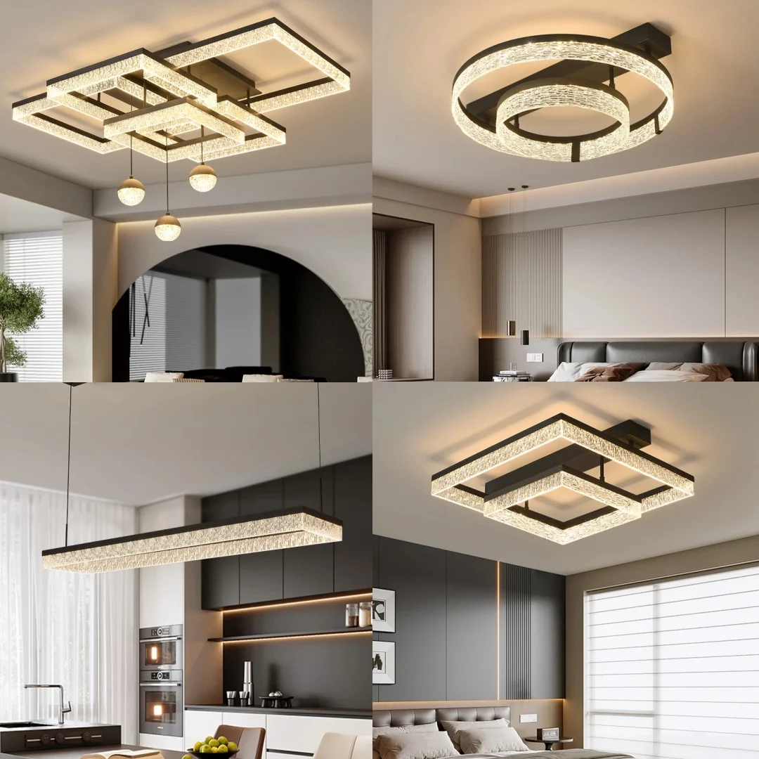 

2026 New Modern Nordic Style Chandelier, Ice Crack Design Anti-Corrosion Aluminum Light Fixture for Home Living Room & Bedroom