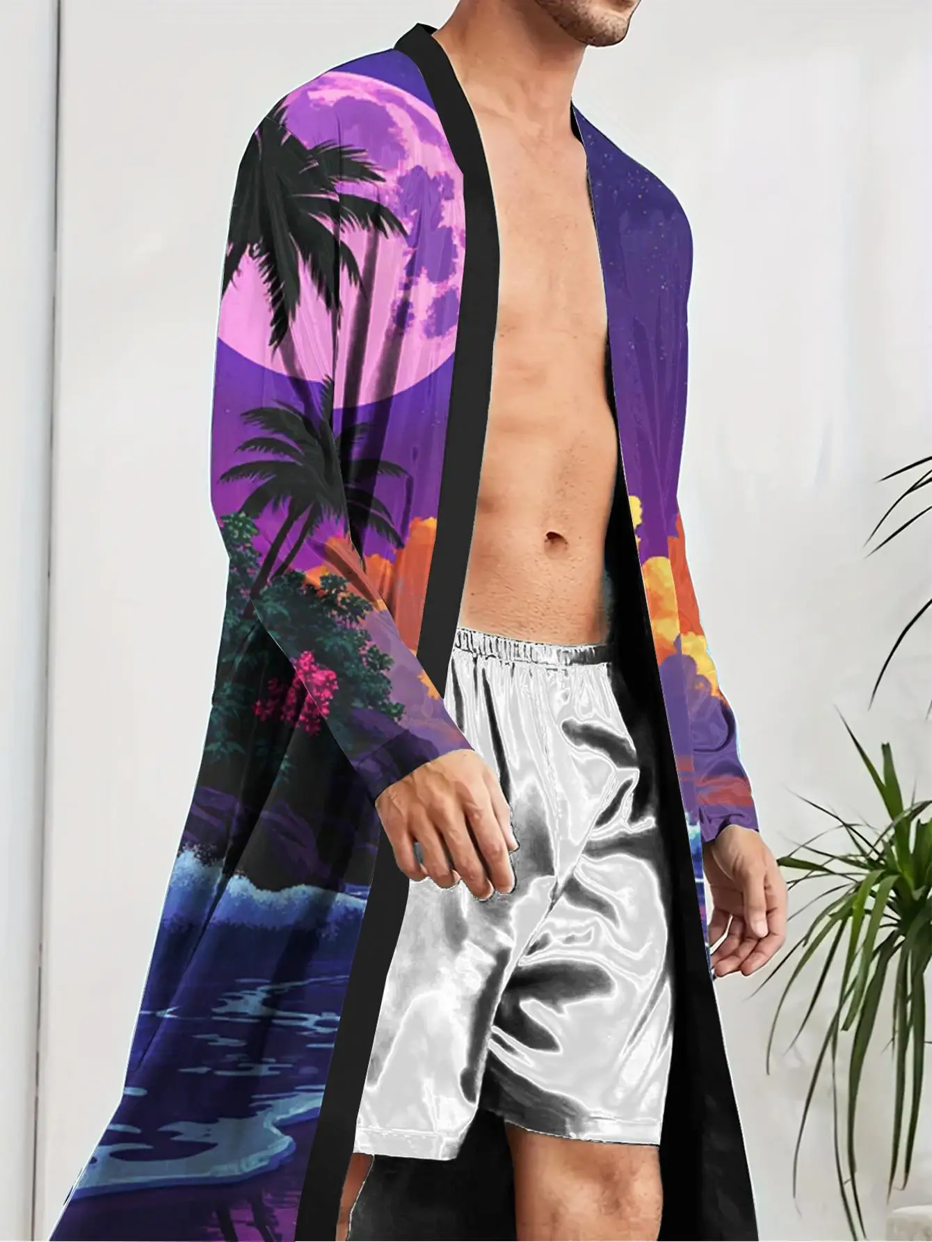 1pcs Men's Robes 2026 Spring/Summer 3D Printed Shower robe Men's bathrobe bath robe Graphic Polyester Bathrobe nightie for men