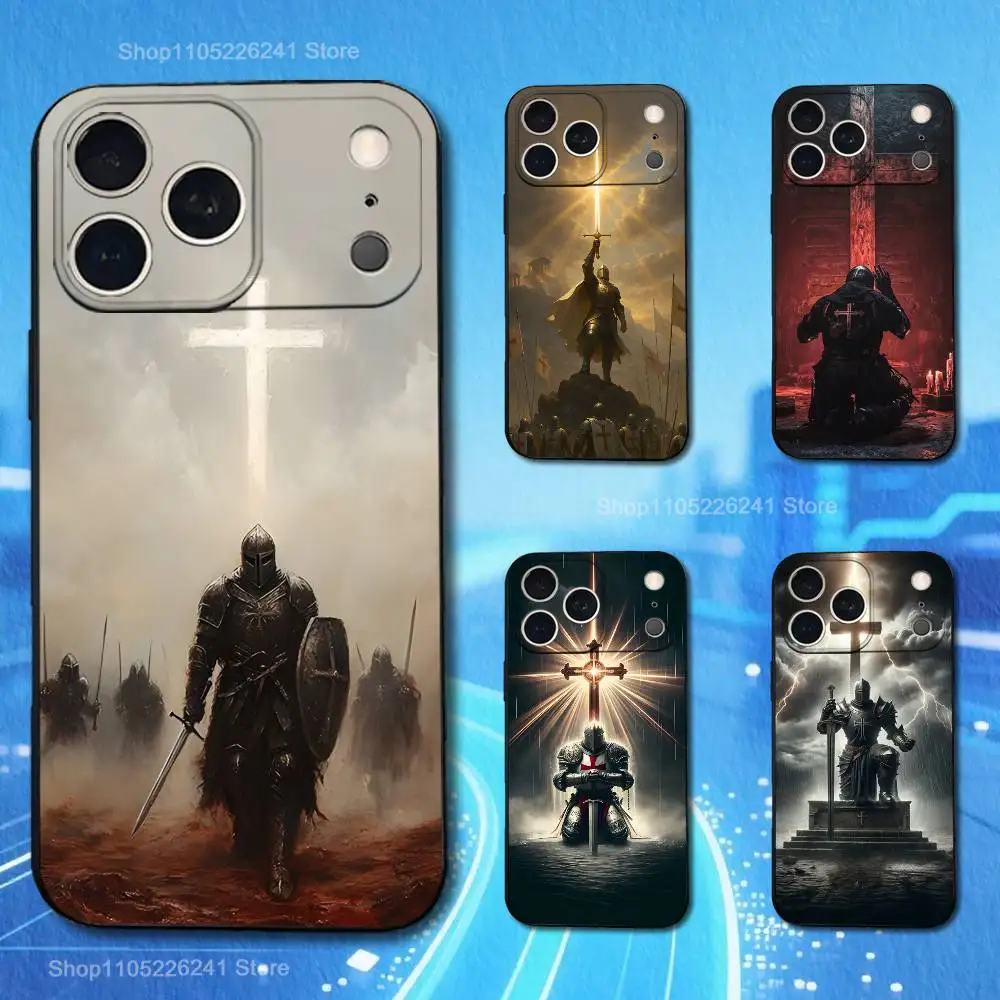 

Knight Belief Crusaders Case For iPhone 11,12,15,14,13,16,17,Plus,Pro Max,XS,X,XR,SE,Mini,8,7,Soft Silicone Black
