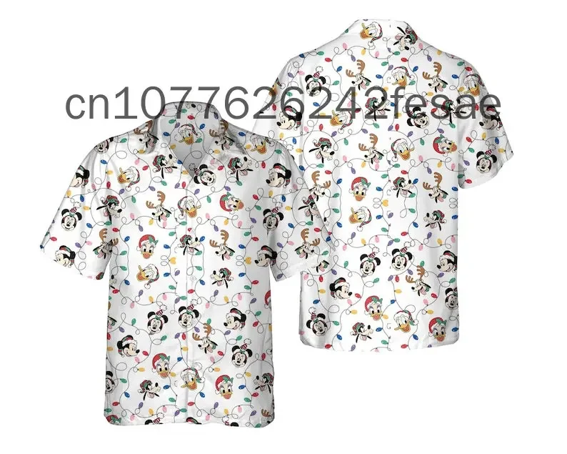 Mickey Mouse Weihnachten Hawaiihemden Herren Damen Casual Strandhemd Disney Hawaiihemd Kinder Kurzarm Button Up Shirt