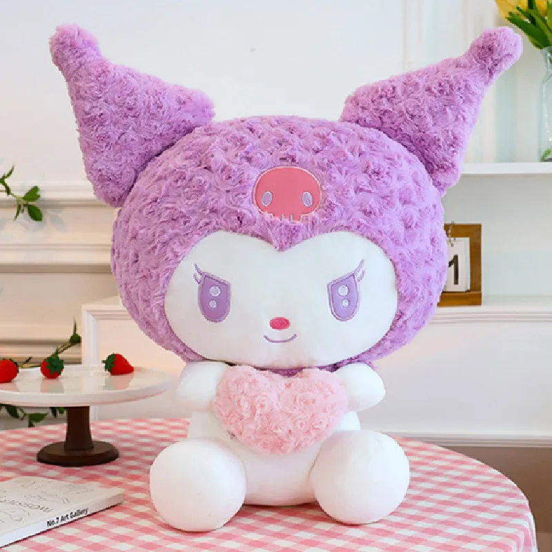 Sanrio-juguete de peluche Kawaii Love Kuromi para niños, almohada de colección, muñeco de peluche de animales de dibujos animados, decoración de habitación, regalos de cumpleaños, nuevo, 2024