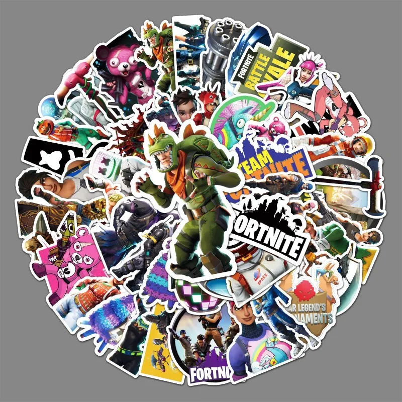 50 Pegatinas de Fortnite, Calcomanías para Juegos, Decoración DIY para Patinetas, Laptops, Equipaje, Botellas de Agua, Cuadernos, Artículos para Fiestas