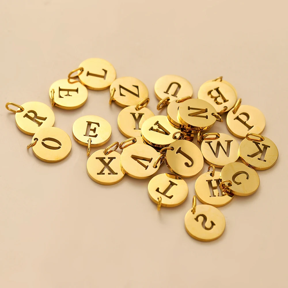 CARLIDANA Simple Hollow 18K Gold Plated Stainless Steel Alphabet 26 Initials Letter Pendant Necklace Pendant Customized Necklace