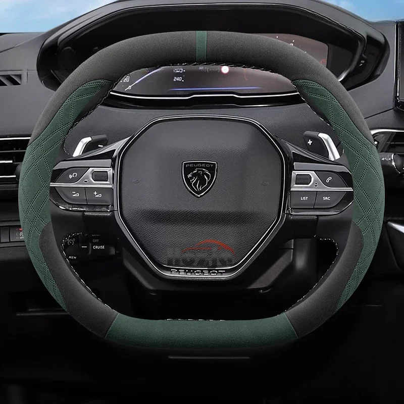 Suede Leather Car Steering Wheel Cover for Peugeot 408 508 SW E-5008 5008 Rifter GT 2021 2022 2023 2024 2025 Auto Accessories